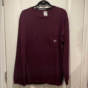 Pink Victoria’s Secret Long Sleeve Pocket Tee size L